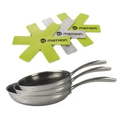 Batterie PoĂȘles Anti-adhĂ©rentes Olympe 20, 24 Et 28 Cm Et 3 Feutrines