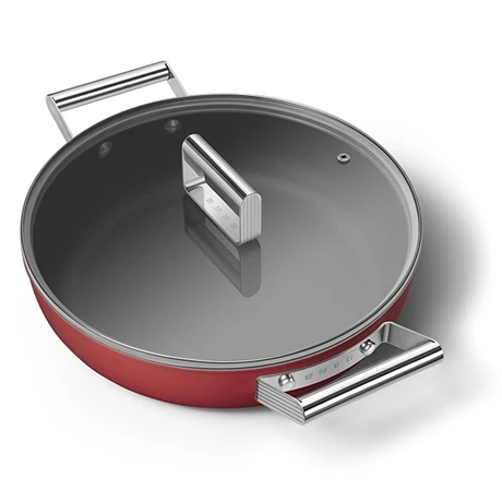 Smeg Sauteuse Aluminium Antiadhésive 28 Cm Rouge Mat Avec Couvercle En Verre Trempé 1 Smeg Sauteuse Aluminium Antiadhésive 28 Cm Rouge Mat Avec Couvercle En Verre Trempé